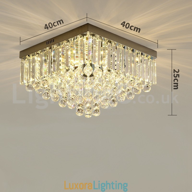 Designer Touch Decorative Contemporary 40CM 50CM Square Crystal Flush Mount Ceiling Lights