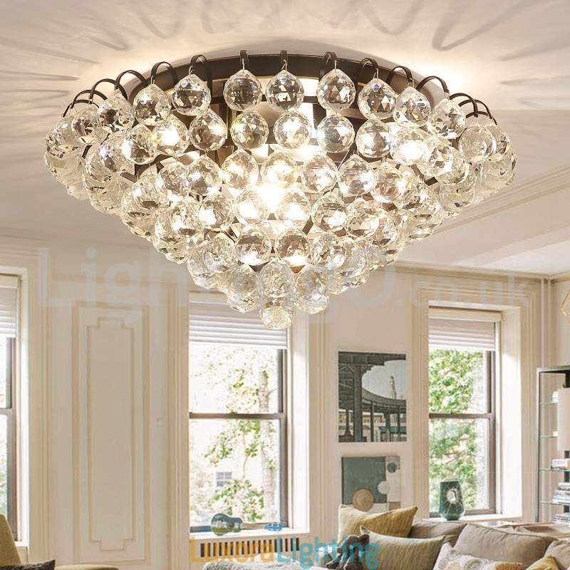 Designer Touch Decorative Contemporary 30CM 55CM Round Crystal Flush Mount Ceiling Lights