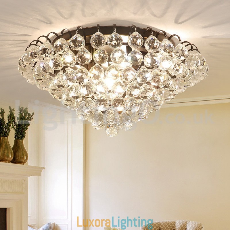 Designer Touch Decorative Contemporary 30CM 55CM Round Crystal Flush Mount Ceiling Lights