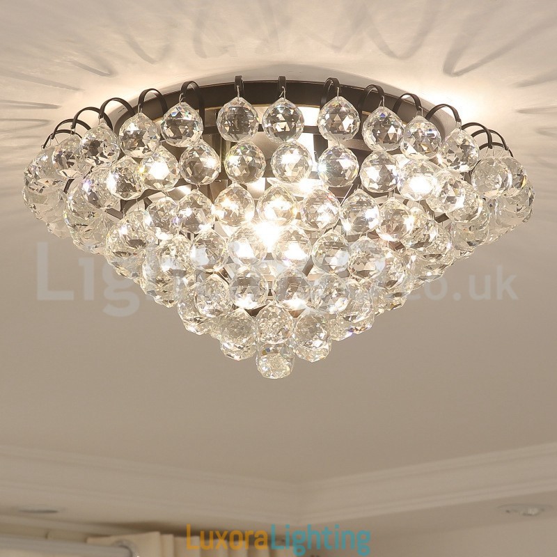 Designer Touch Decorative Contemporary 30CM 55CM Round Crystal Flush Mount Ceiling Lights