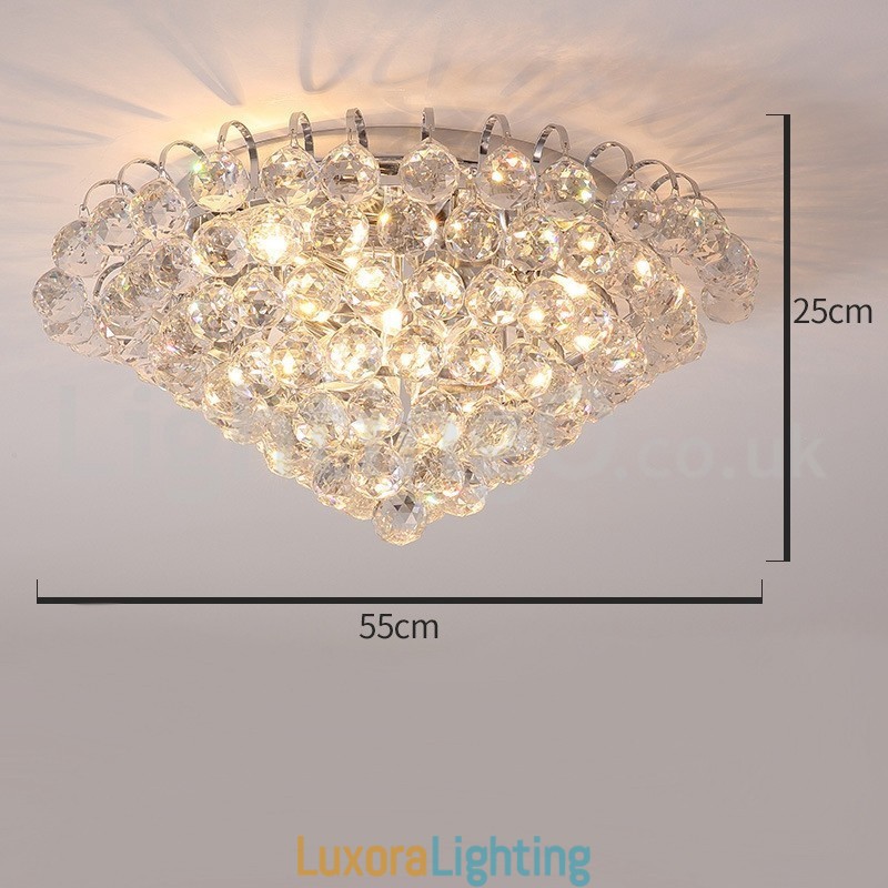 Designer Touch Decorative Contemporary 30CM 55CM Round Crystal Flush Mount Ceiling Lights