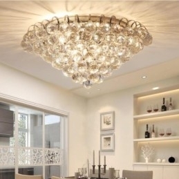 Designer Touch Decorative Contemporary 30CM 55CM Round Crystal Flush Mount Ceiling Lights