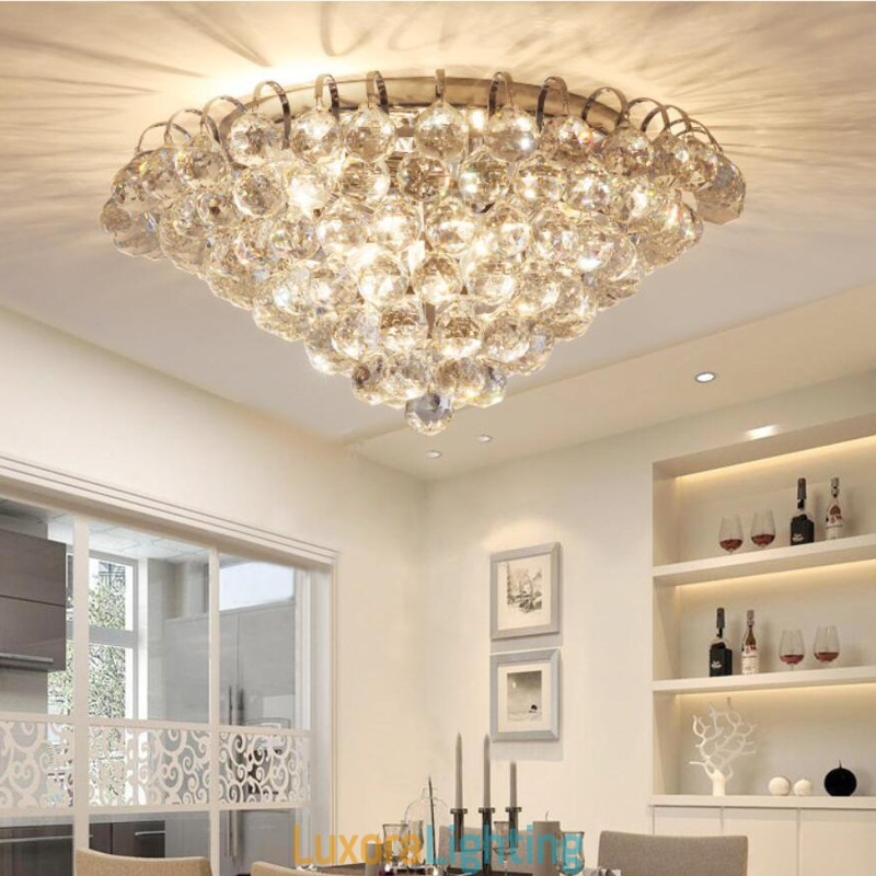 Designer Touch Decorative Contemporary 30CM 55CM Round Crystal Flush Mount Ceiling Lights