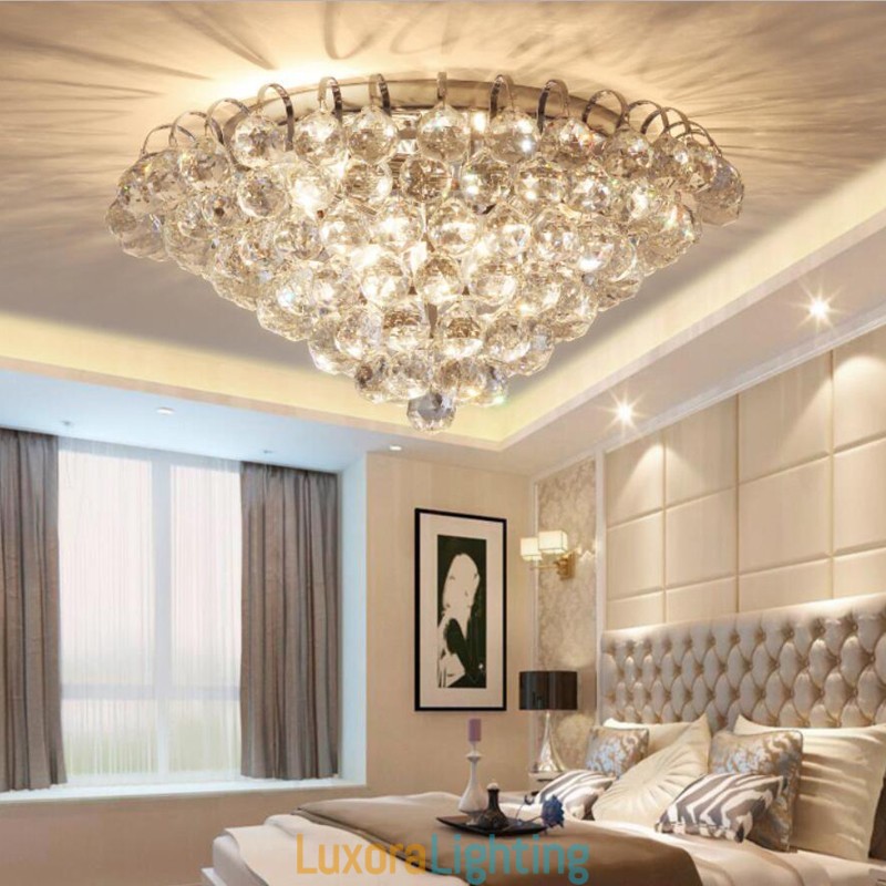 Designer Touch Decorative Contemporary 30CM 55CM Round Crystal Flush Mount Ceiling Lights