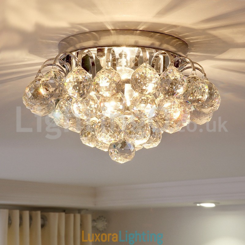 Designer Touch Decorative Contemporary 30CM 55CM Round Crystal Flush Mount Ceiling Lights
