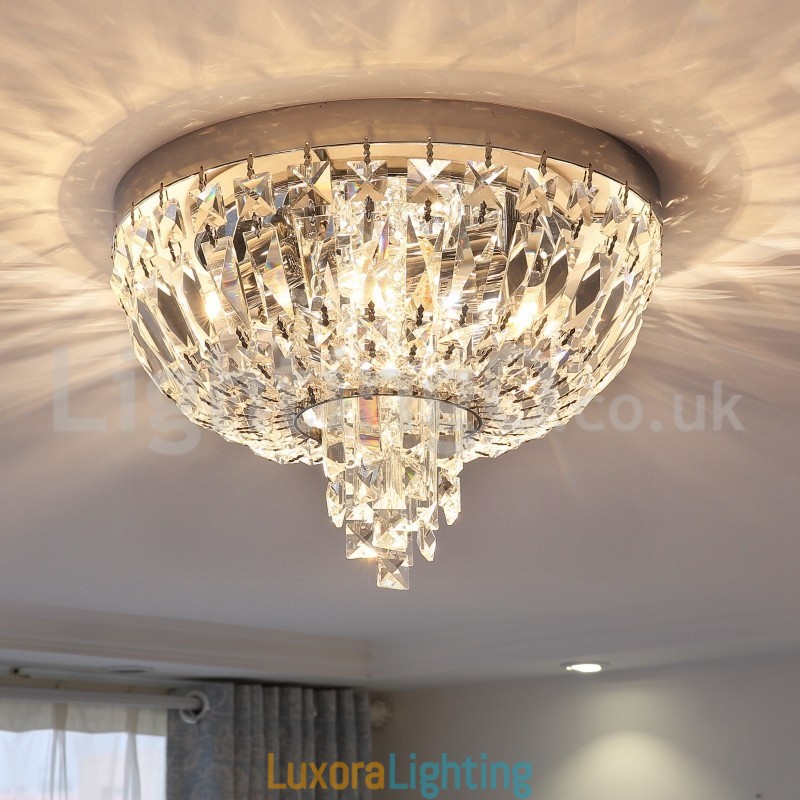 Designer Touch Decorative Contemporary Exquisite Round Flush Mount Crystal Ceiling Lights