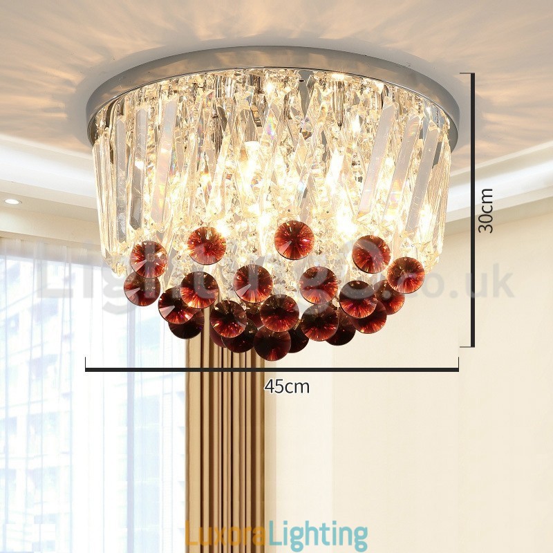 Designer Touch Decorative Contemporary Round Flush Mount Crystal Ceiling Lights