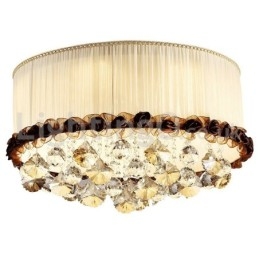 Designer Touch Decorative Contemporary Modern 50CM Round Flush Mount Crystal Ceiling Lights Fabric Shade