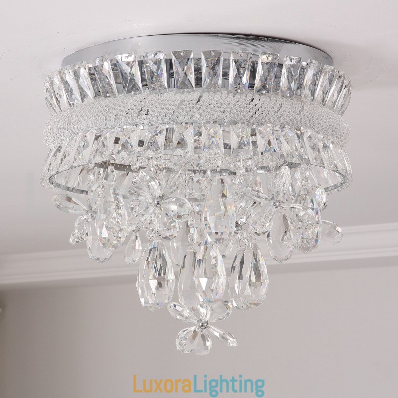 Designer Touch Decorative Cheap Modern 40CM Round Flush Mount Crystal Ceiling Lights