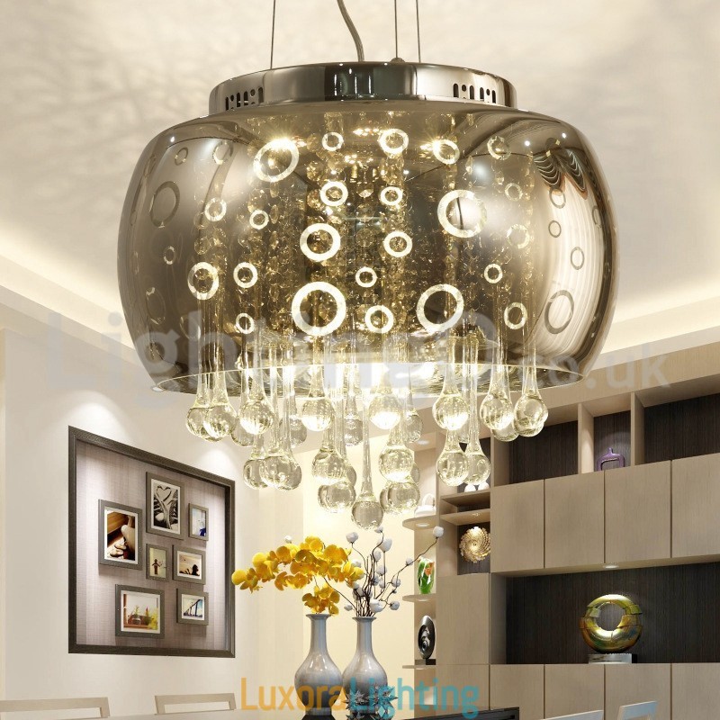 Designer Touch Decorative Modern 40CM Round Glass Lamp Shade Crystal Pendant Light