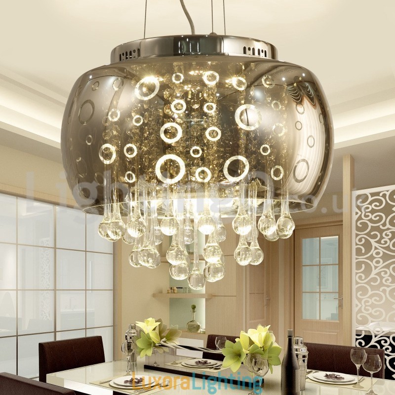 Designer Touch Decorative Modern 40CM Round Glass Lamp Shade Crystal Pendant Light