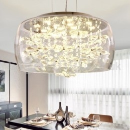 Designer Touch Decorative Modern 40CM 50CM Round Clear Glass Lamp Shade Crystal Pendant Light