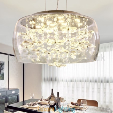 Designer Touch Decorative Modern 40CM 50CM Round Clear Glass Lamp Shade Crystal Pendant Light