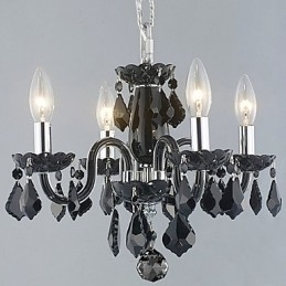 Designer Touch Decorative Candle Featured Crystal Chandelier with 4 Lights in Black