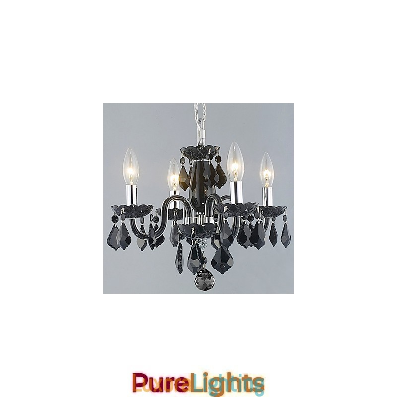 Designer Touch Decorative Candle Featured Crystal Chandelier with 4 Lights in Black