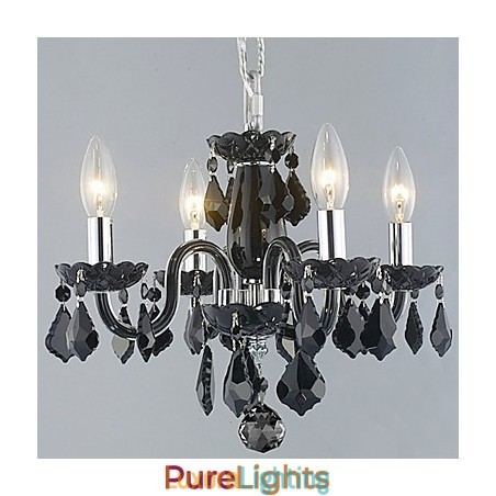 Designer Touch Decorative Candle Featured Crystal Chandelier with 4 Lights in Black