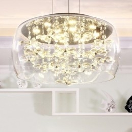 Designer Touch Decorative Modern 40CM 50CM Round Clear Glass Lamp Shade Crystal Pendant Light