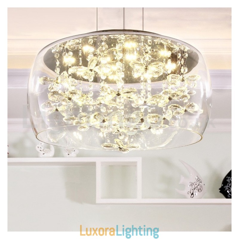 Designer Touch Decorative Modern 40CM 50CM Round Clear Glass Lamp Shade Crystal Pendant Light