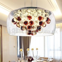 Designer Touch Decorative Modern 40CM 50CM Round Clear Glass Lamp Shade Crystal Pendant Light