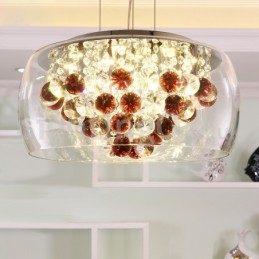 Designer Touch Decorative Modern 40CM 50CM Round Clear Glass Lamp Shade Crystal Pendant Light