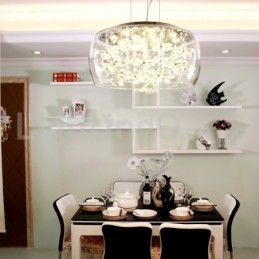 Designer Touch Decorative Modern 40CM 50CM Round Clear Glass Lamp Shade Crystal Pendant Light