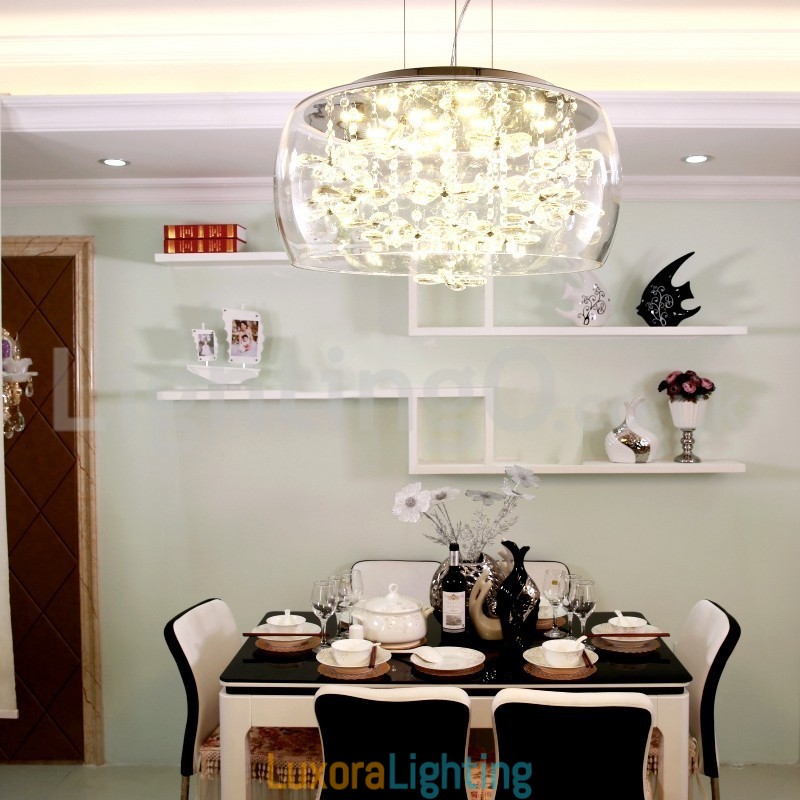 Designer Touch Decorative Modern 40CM 50CM Round Clear Glass Lamp Shade Crystal Pendant Light