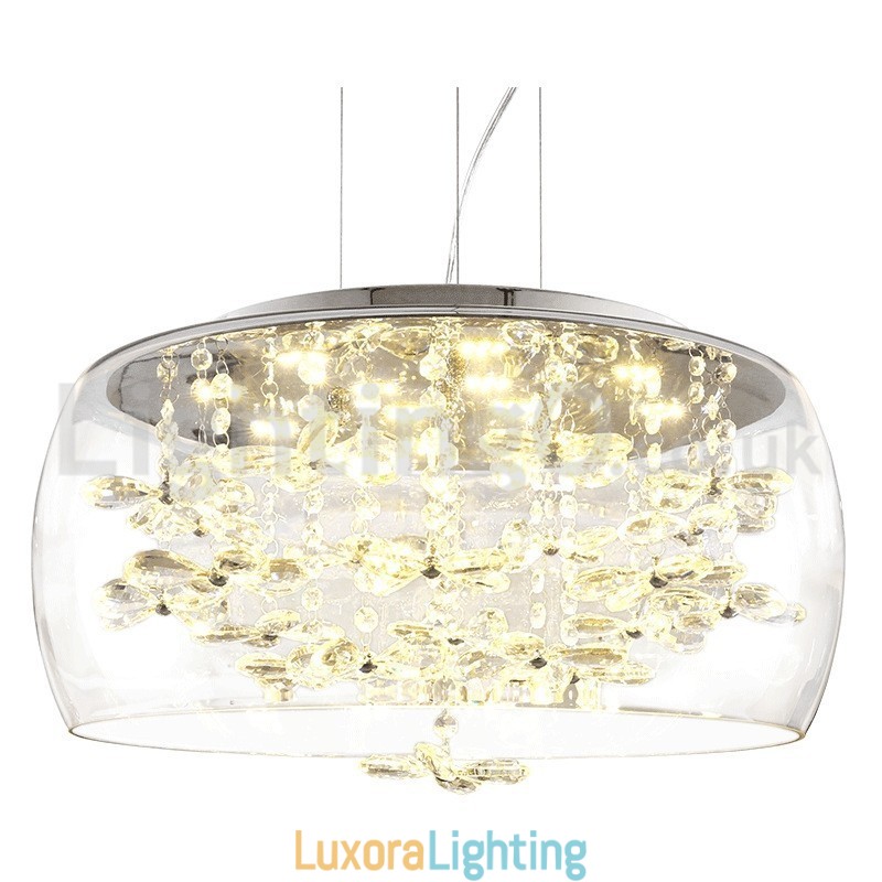 Designer Touch Decorative Modern 40CM 50CM Round Clear Glass Lamp Shade Crystal Pendant Light