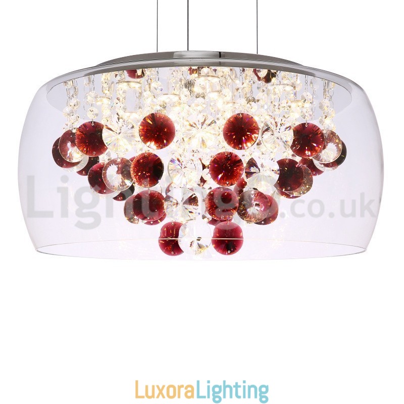 Designer Touch Decorative Modern 40CM 50CM Round Clear Glass Lamp Shade Crystal Pendant Light
