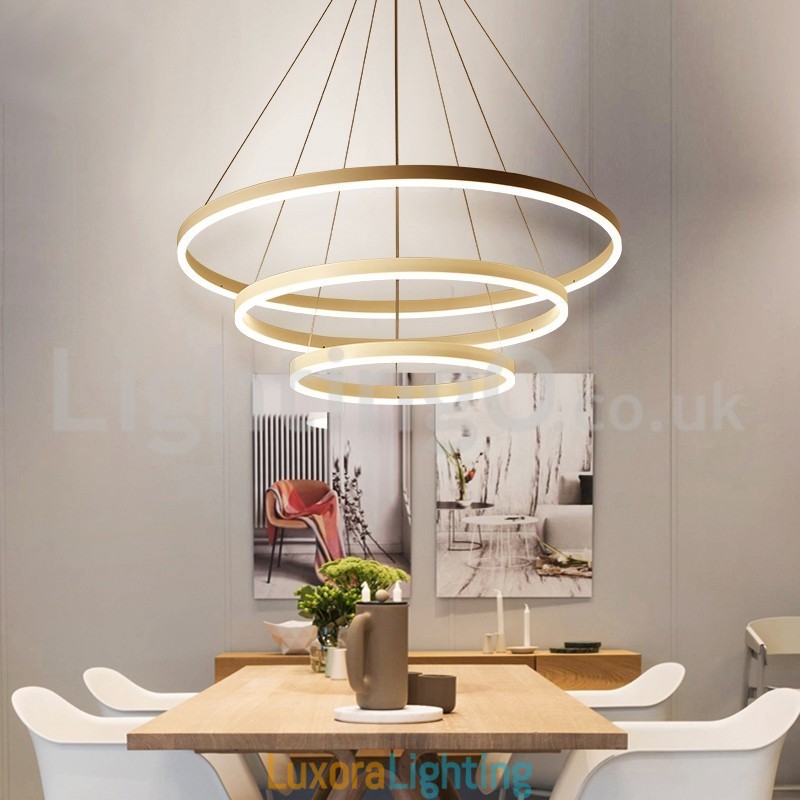 Designer Touch Decorative Modern Three Circle Pendant Light Remote Control
