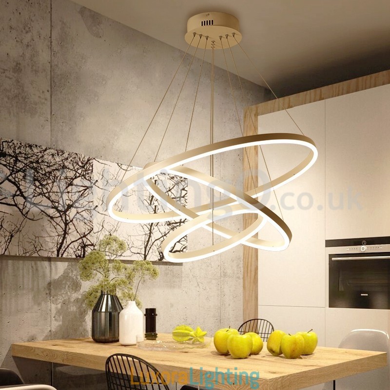 Designer Touch Decorative Modern Three Circle Pendant Light Remote Control