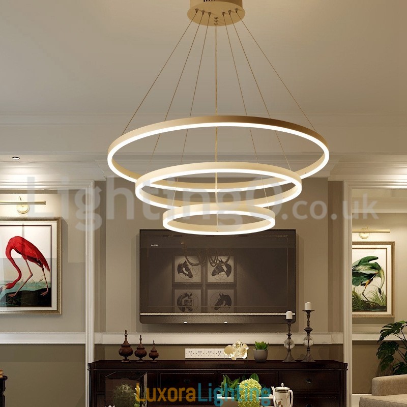 Designer Touch Decorative Modern Three Circle Pendant Light Remote Control