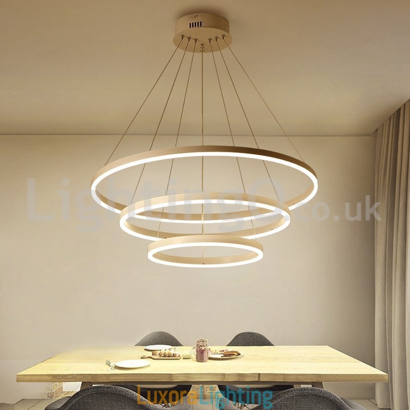 Designer Touch Decorative Modern Three Circle Pendant Light Remote Control