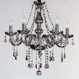 Designer Touch Decorative 6 Lights European Crystal Chandelier In Grey Color Glass & Crystal