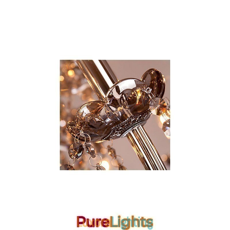 Designer Touch Decorative 6 Lights European Crystal Chandelier In Grey Color Glass & Crystal