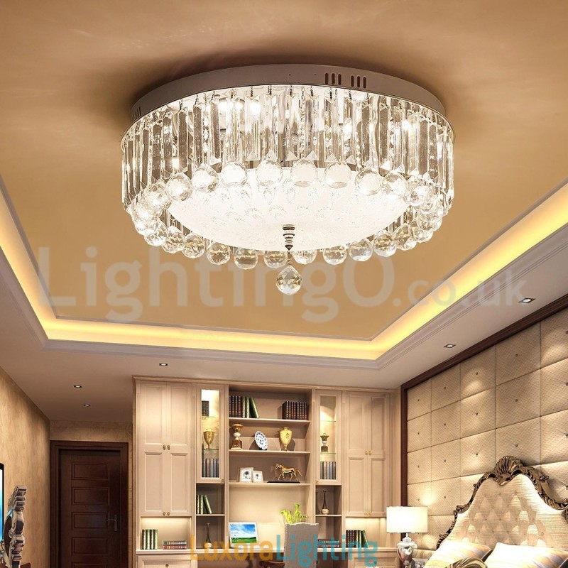 Designer Touch Decorative Modern Round Crystal Flush Mount Ceiling Lights
