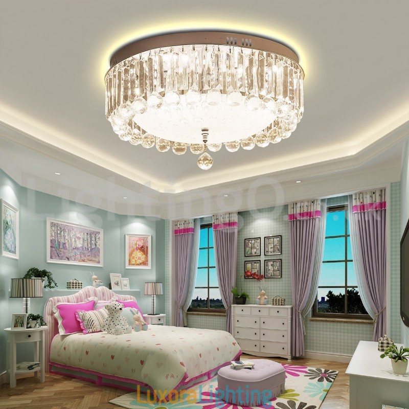 Designer Touch Decorative Modern Round Crystal Flush Mount Ceiling Lights