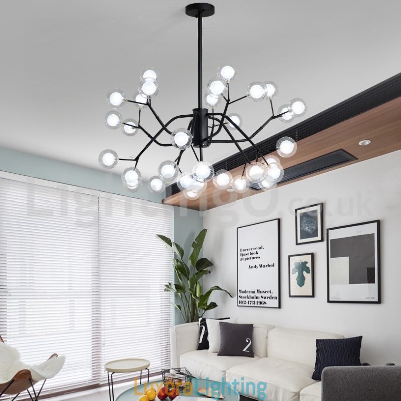 Designer Touch Decorative Nordic Style Magic Bean Chandelier Small Clear Transparent Glass Bubble Ball Chandelier