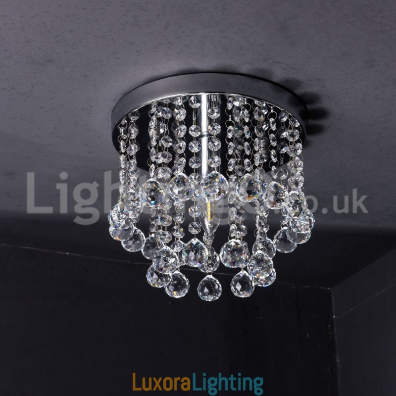 Designer Touch Decorative Modern Round Crystal Chandelier Porch Flush Mount Light