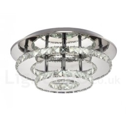 Designer Touch Decorative Dimmable Modern Round Crystal Flush Mounted Ceiling Lights with Remote Control