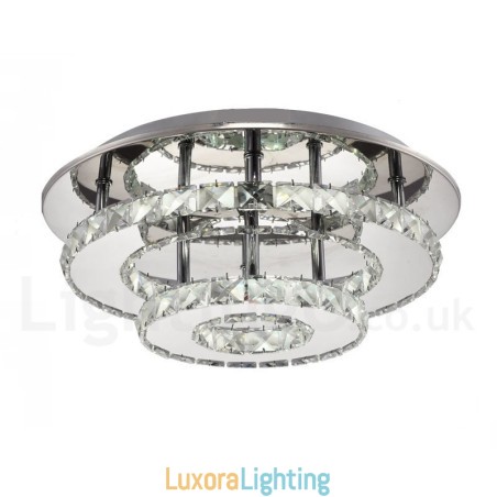 Designer Touch Decorative Dimmable Modern Round Crystal Flush Mounted Ceiling Lights with Remote Control