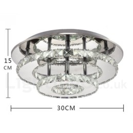 Designer Touch Decorative Dimmable Modern Round Crystal Flush Mounted Ceiling Lights with Remote Control