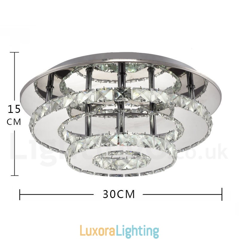 Designer Touch Decorative Dimmable Modern Round Crystal Flush Mounted Ceiling Lights with Remote Control