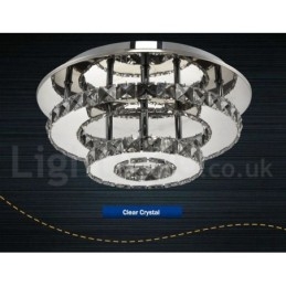 Designer Touch Decorative Dimmable Modern Round Crystal Flush Mounted Ceiling Lights with Remote Control