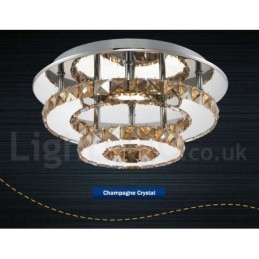 Designer Touch Decorative Dimmable Modern Round Crystal Flush Mounted Ceiling Lights with Remote Control