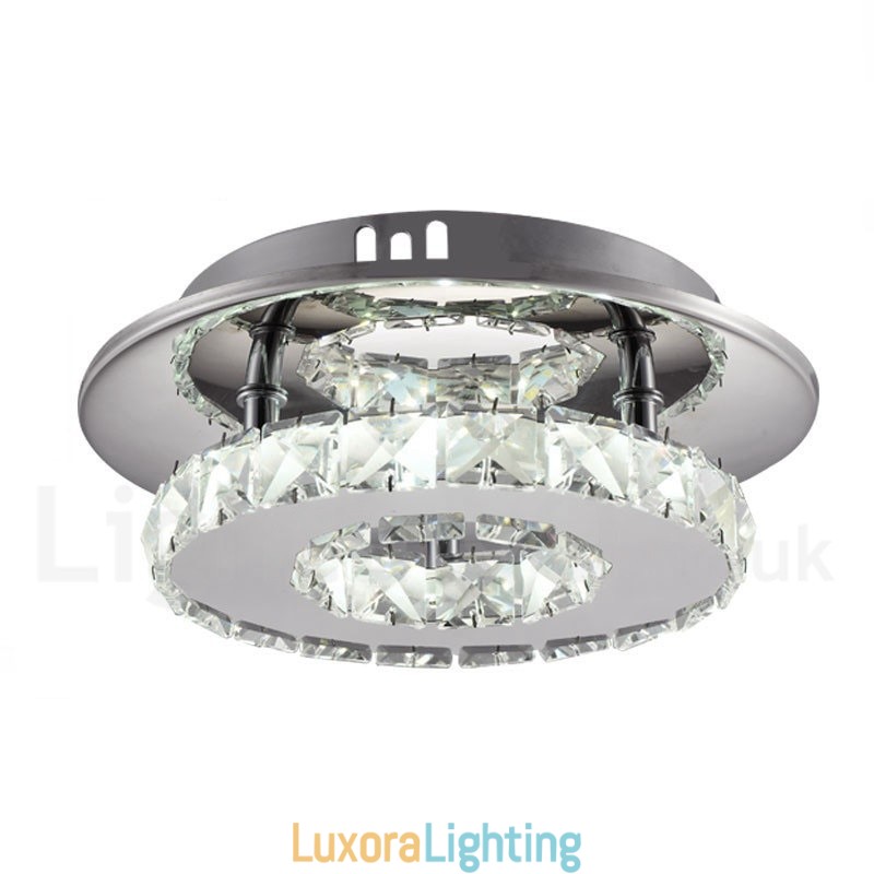 Designer Touch Decorative Dimmable Modern Round Crystal Flush Mounted Ceiling Lights with Remote Control