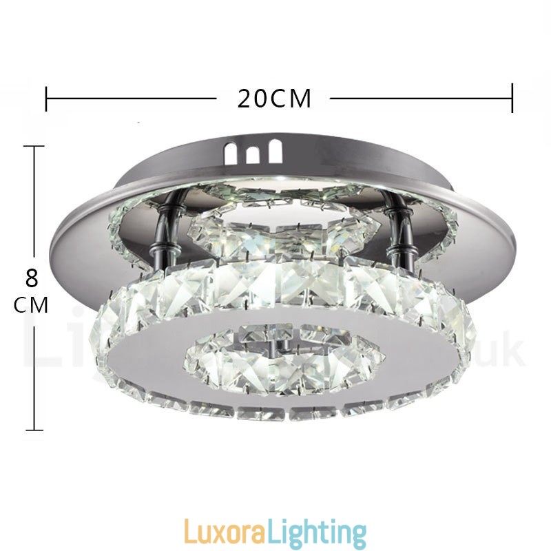 Designer Touch Decorative Dimmable Modern Round Crystal Flush Mounted Ceiling Lights with Remote Control