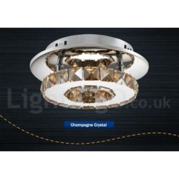 Designer Touch Decorative Dimmable Modern Round Crystal Flush Mounted Ceiling Lights with Remote Control