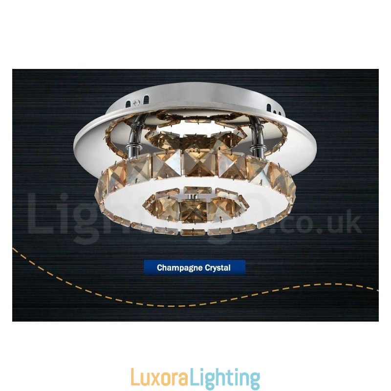 Designer Touch Decorative Dimmable Modern Round Crystal Flush Mounted Ceiling Lights with Remote Control