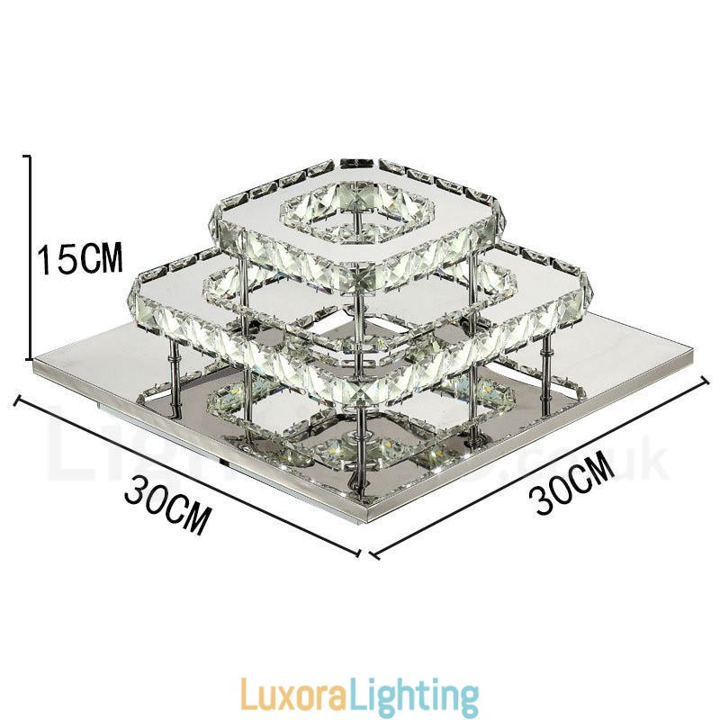 Designer Touch Decorative Dimmable Modern Square Crystal Flush Mounted Ceiling Lights with Remote Control