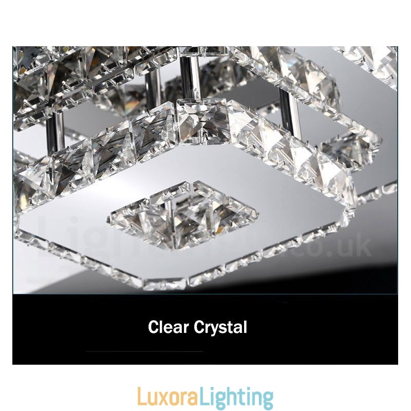 Designer Touch Decorative Dimmable Modern Square Crystal Flush Mounted Ceiling Lights with Remote Control